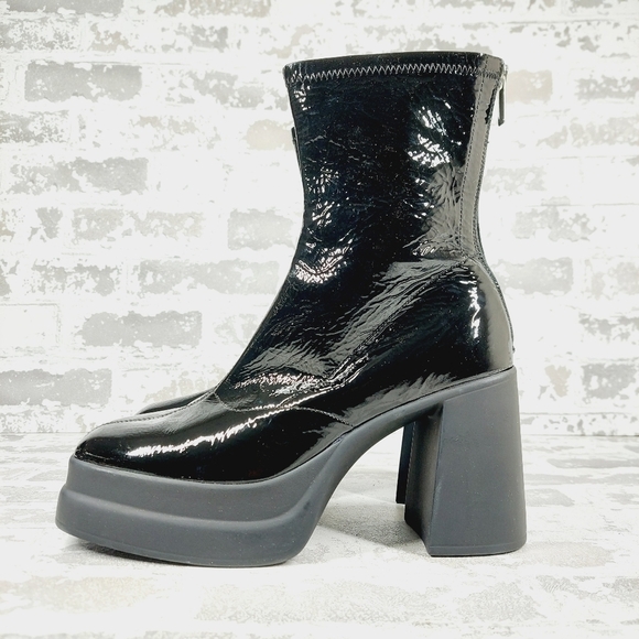 New Free People Double Stack Platform(Black Patent) Leather Ankle1